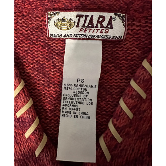 Tiara Petites Sweater Womens Size S Petite  Long Sleeve Fair Isle Zip Up Cardiga - Picture 2 of 8